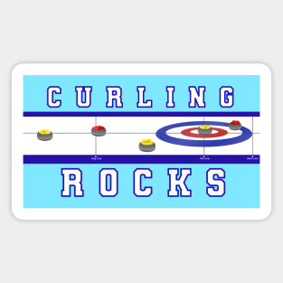 Curling Rocks - Ice Blue BackGround Magnet